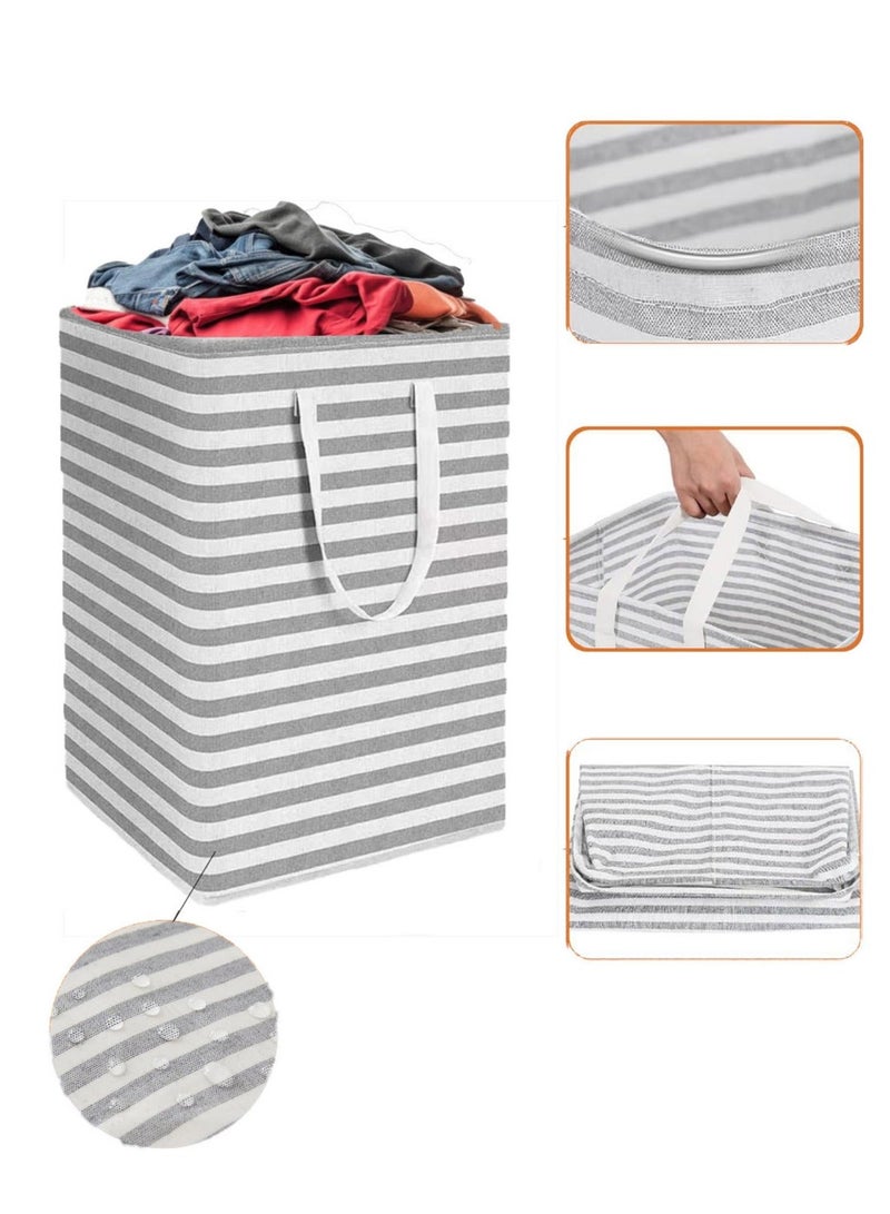 أكياس غسيل سعة 75 لتر، سلة غسيل كبيرة، مقاومة للماء، سلة غسيل قابلة للطي قائمة بذاتها، سلة ملابس طويلة للغسيل مع مقابض حمل سهلة لتنظيم الملابس المتسخة والألعاب - Image 2